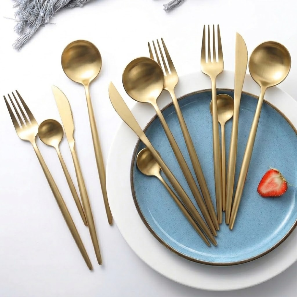 24-Piece Two-Tone Gold and Silver Stainless Steel Cutlery Set | Vionara