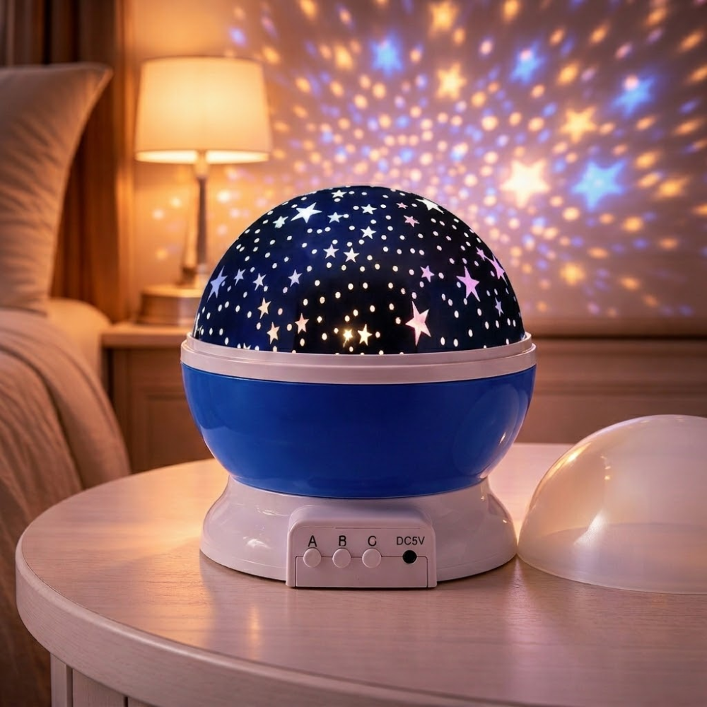 Rotating mood projector lamp with multi-colored starry sky | Vionara