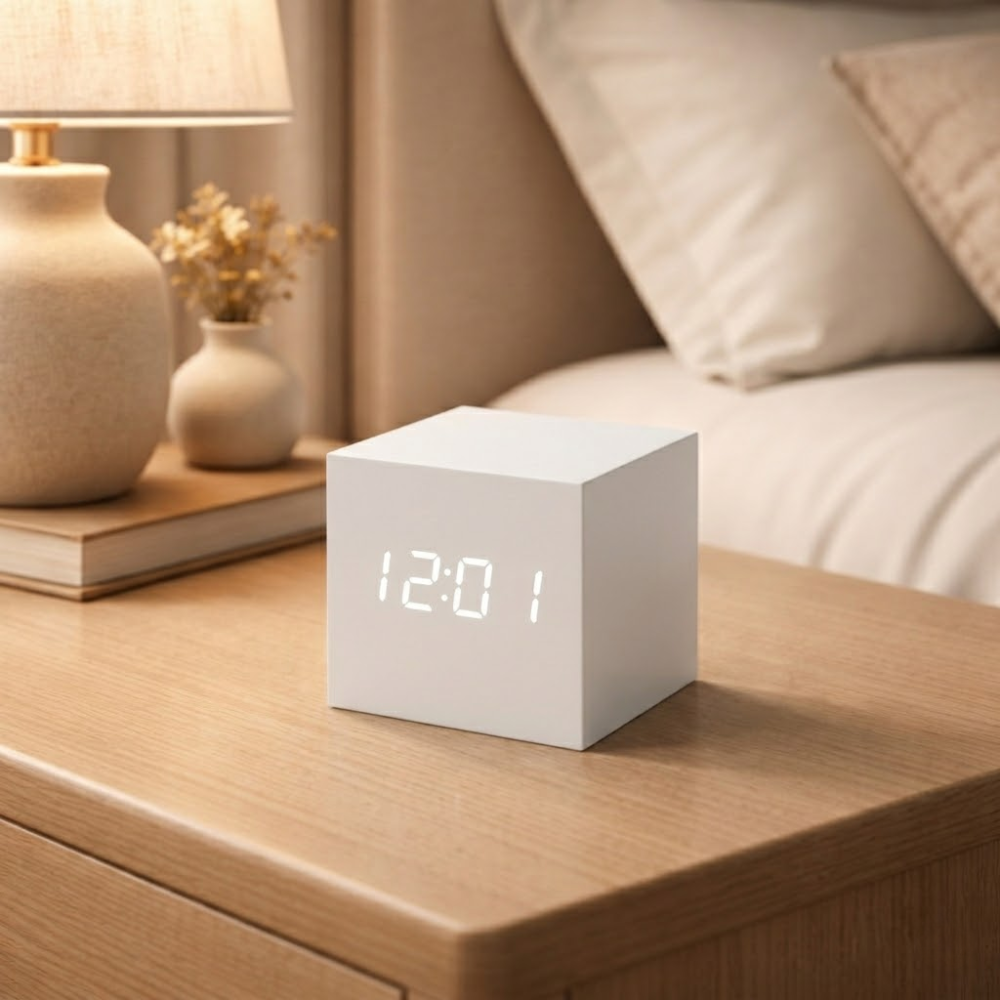 Minimalist Wooden LED Alarm Clock with Digital Display | Vionara