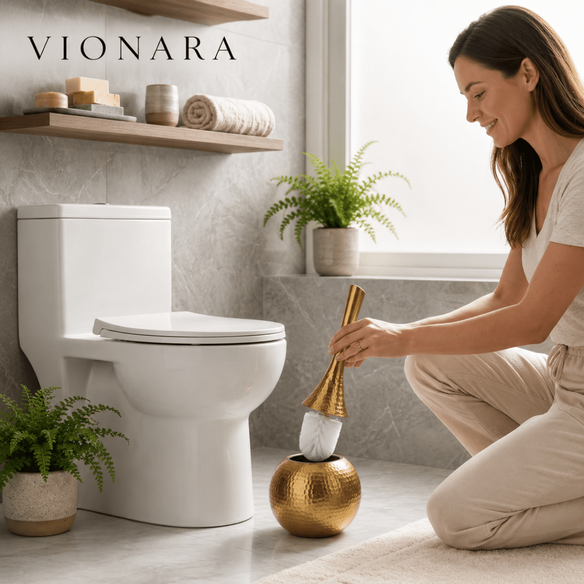 Virelle Maison - Brosse de toilettes avec socle discret en ABS résistant | Vionara