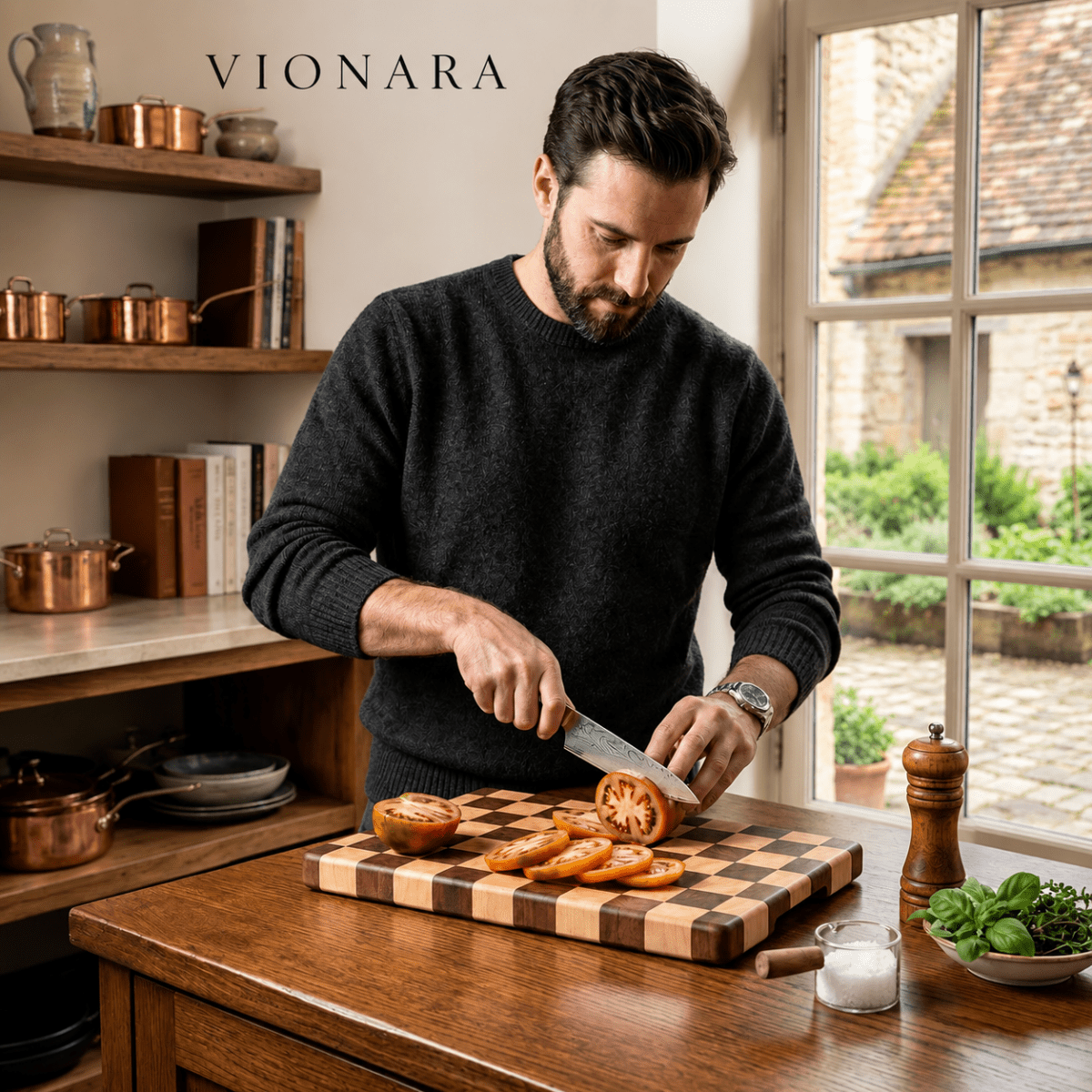 Virelle Maison - Planche à découper antidérapante en bois d’acacia massif | Vionara