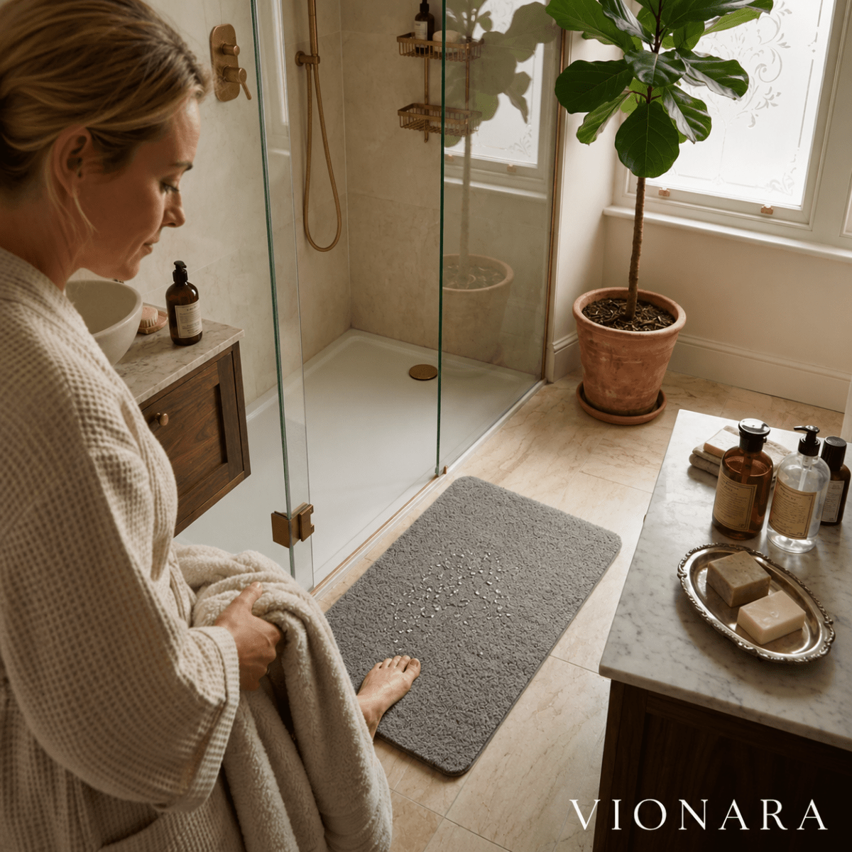 Virelle Maison - Tapis de douche antidérapant en mousse texturée | Vionara