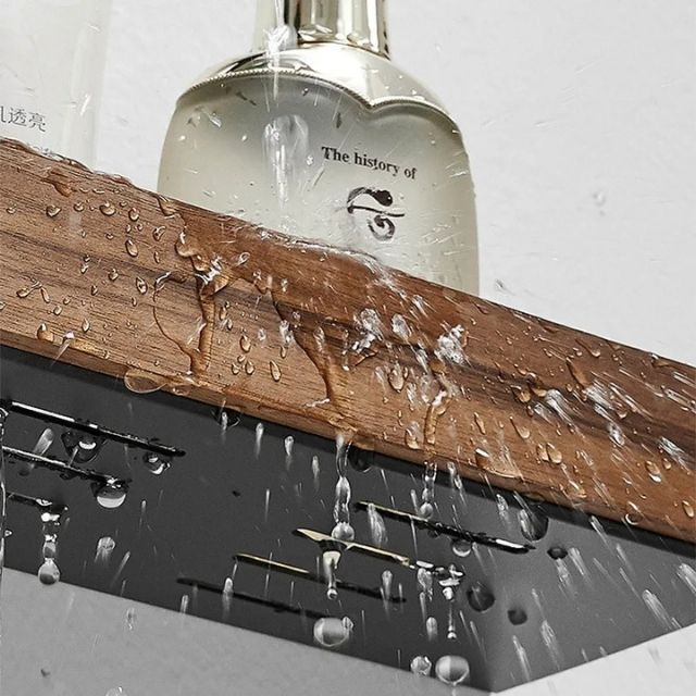Vionara - Étagère murale de salle de bain en bois massif | Vionara