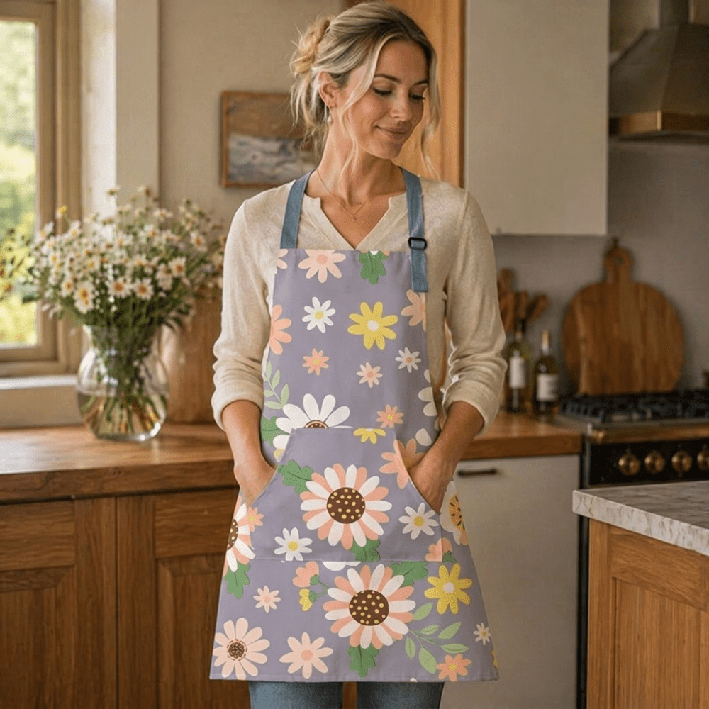 Vionara - Tablier de cuisine en coton enduit à imprimé floral vintage | Vionara