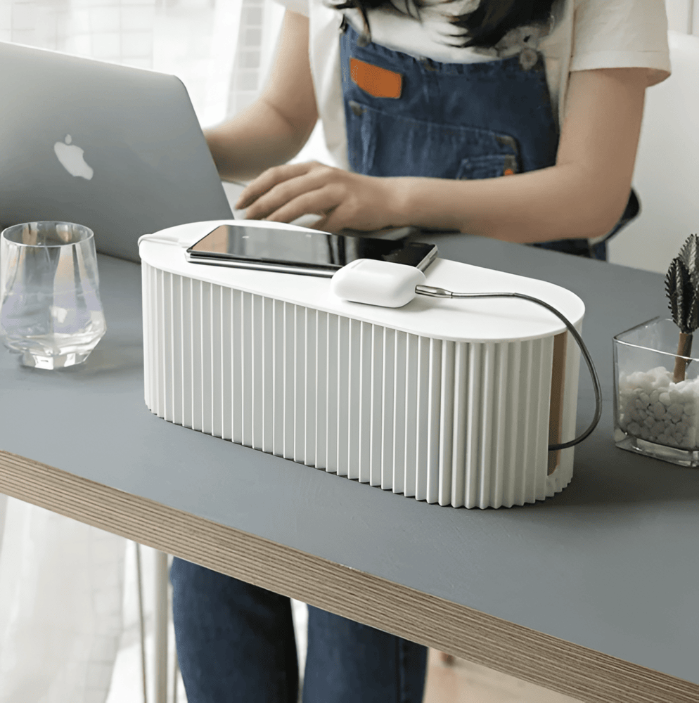 Vionara - Boîte de rangement pour câbles en plastique nervuré minimaliste | Vionara