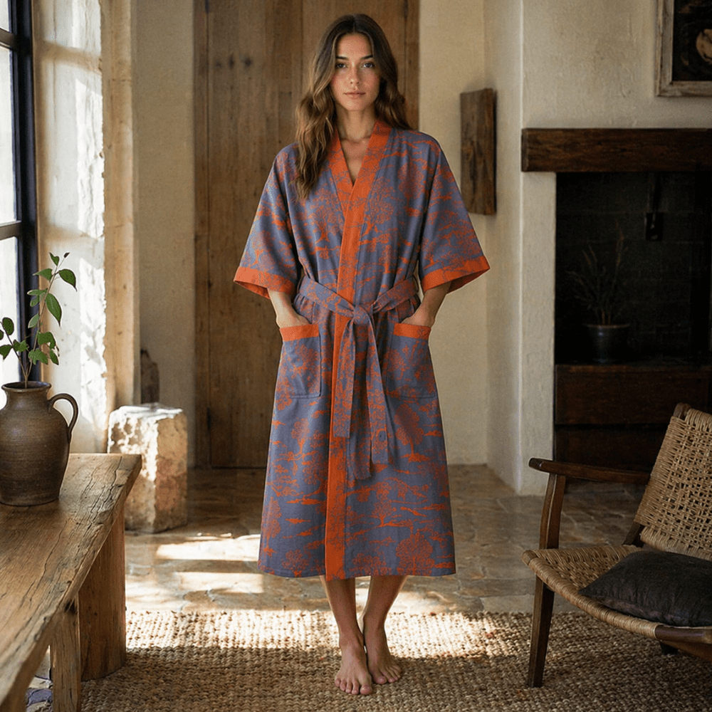 Vionara - Peignoir kimono en coton léger à double gaze | Vionara