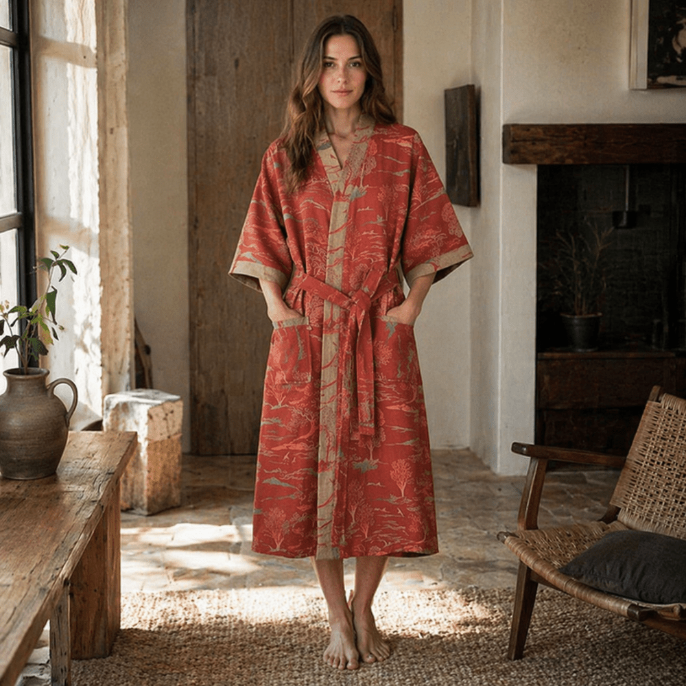 Vionara - Peignoir kimono en coton léger à double gaze | Vionara