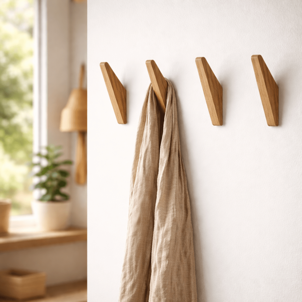 Vionara - Crochets muraux en bois naturel – Lot sculpté à la main | Vionara