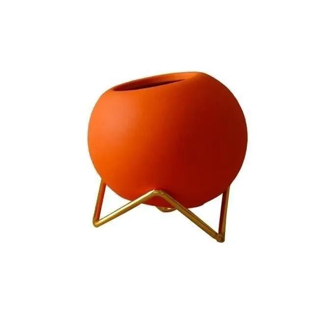Vionara - Cache-pot en céramique texturée sur pied en métal | Vionara