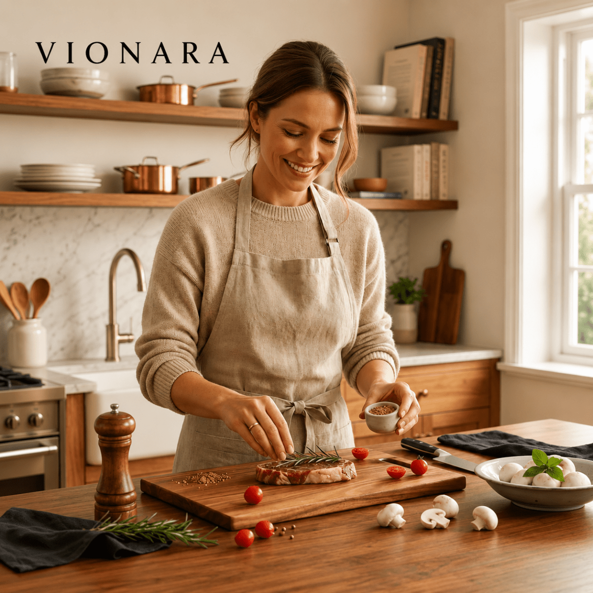 Vionara - Planche à découper en bois d’acacia massif avec poignée | Vionara