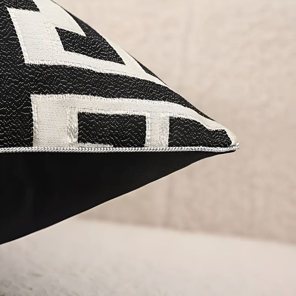 Vionara - Housse de coussin jacquard en velours texturé 45×45 cm