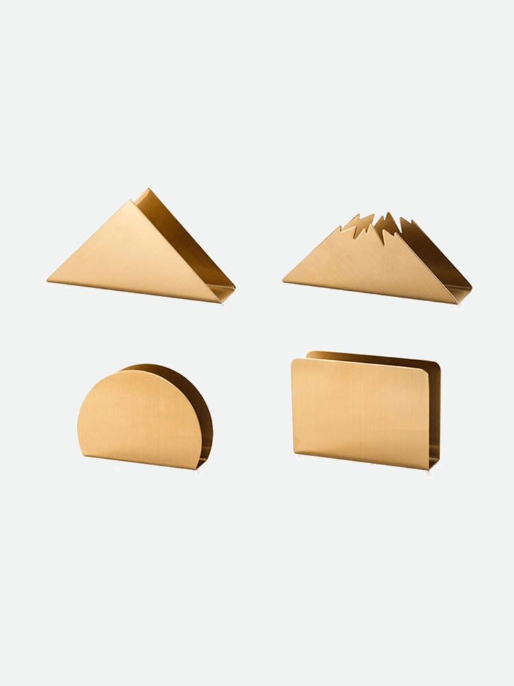 Vionara - Porte-serviettes de table en acier doré au design sculptural | Vionara