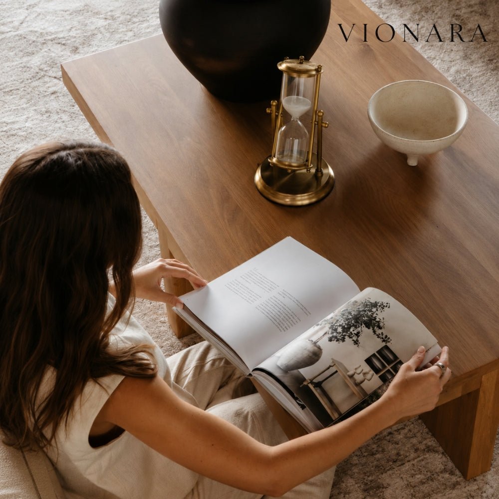 Vionara - Sablier décoratif en laiton antique et sable violet | Vionara