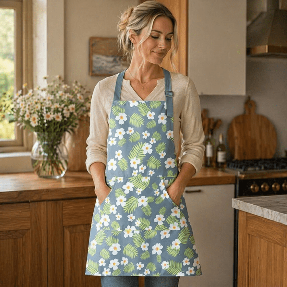Vionara - Tablier de cuisine en coton enduit à imprimé floral vintage | Vionara