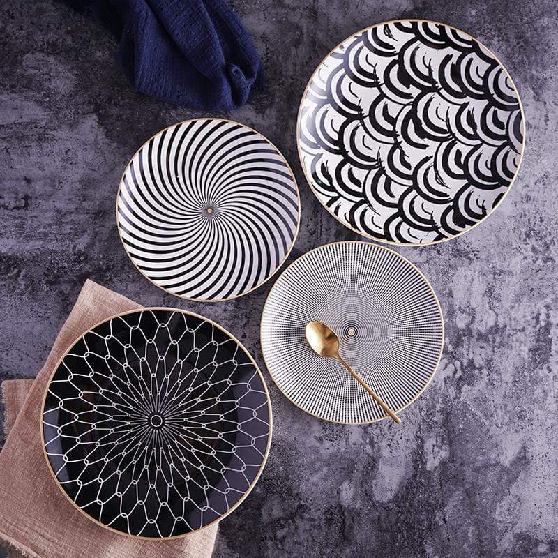Vionara - Assiette en céramique ronde à motifs abstraits | Vionara