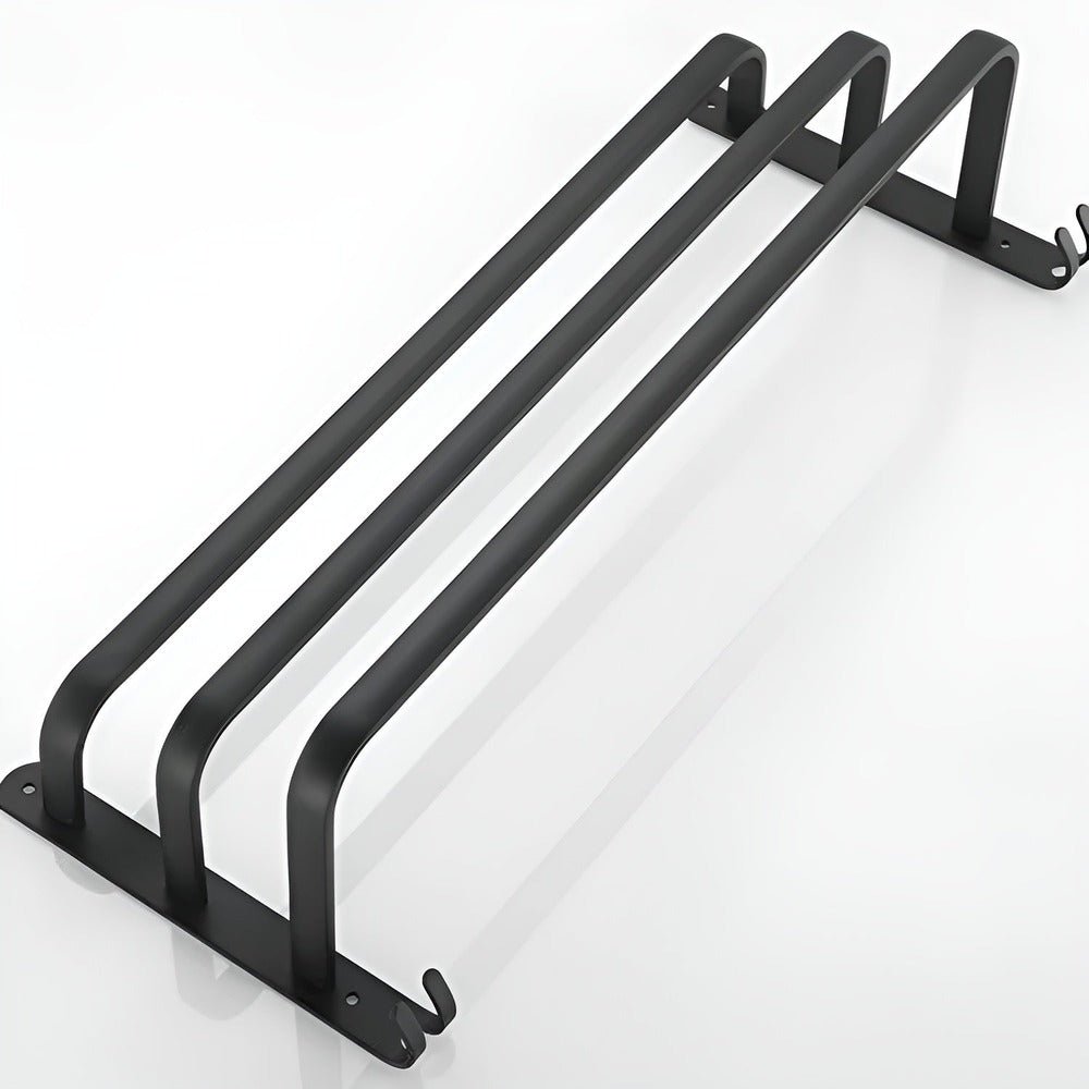 Vionara - Porte-serviettes mural en aluminium noir à design gain de place | Vionara