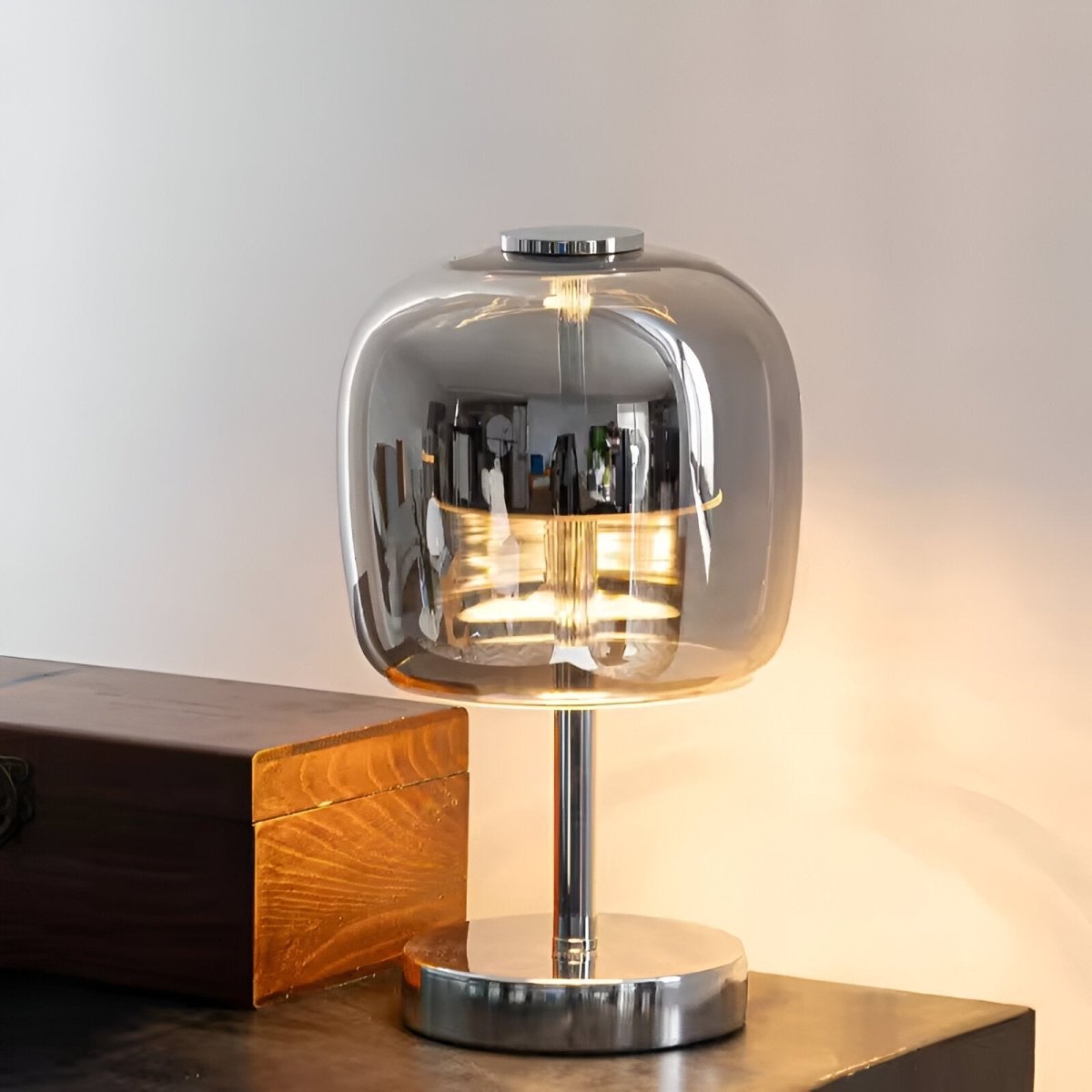 Vionara - Lampe de table en verre fumé dimmable à commande tactile | Vionara
