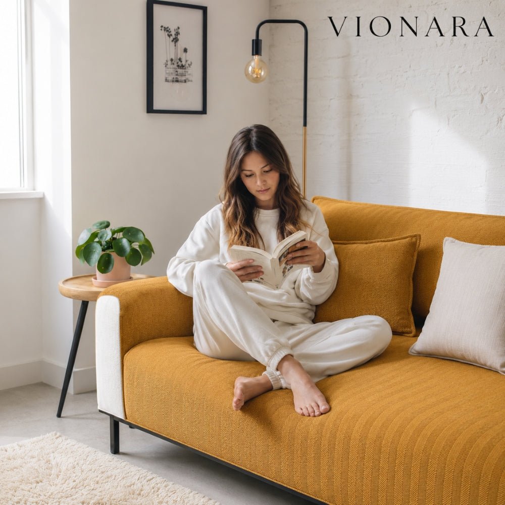 Vionara - Jeté de canapé antidérapant en tissu doux texturé | Vionara