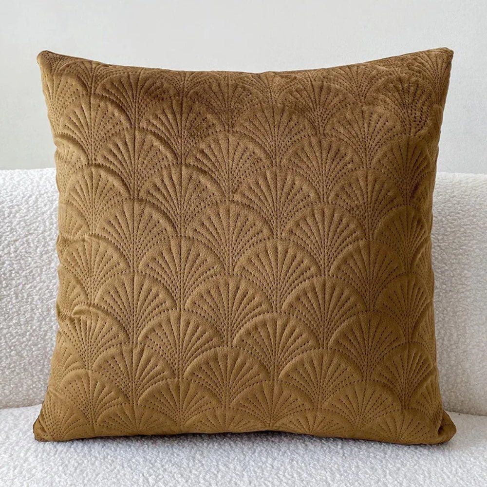 Vionara - Housse de coussin en velours côtier à motif coquillage texturé