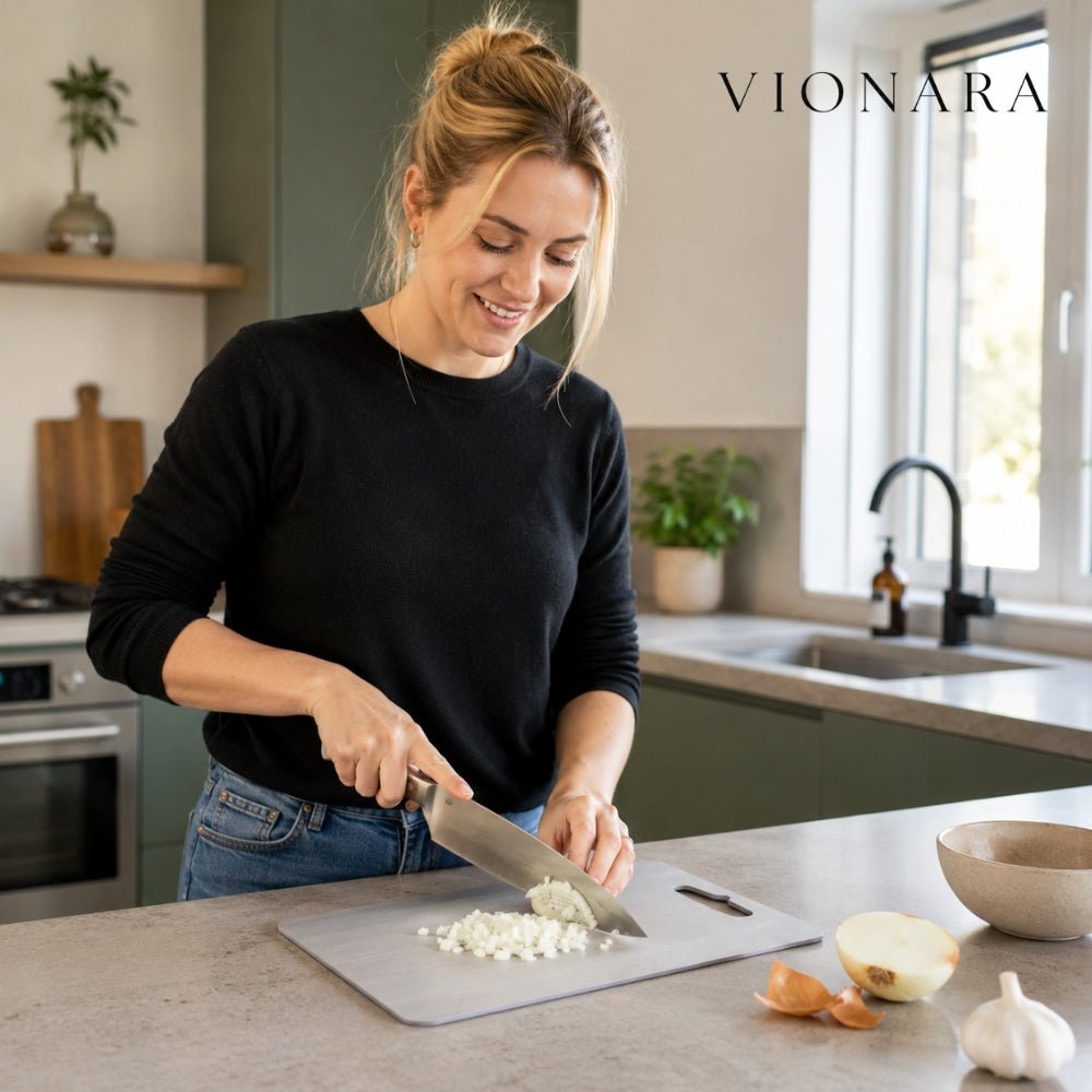 Vionara - Planche à découper en acier inoxydable brossé | Vionara