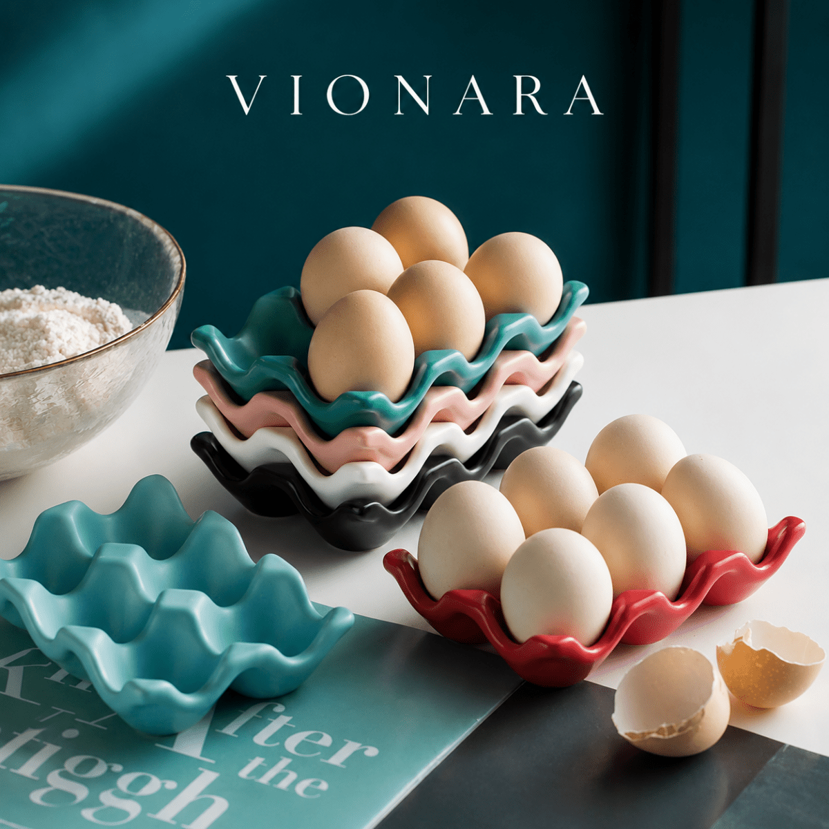 Vionara - Support à œufs en céramique pastel | Vionara