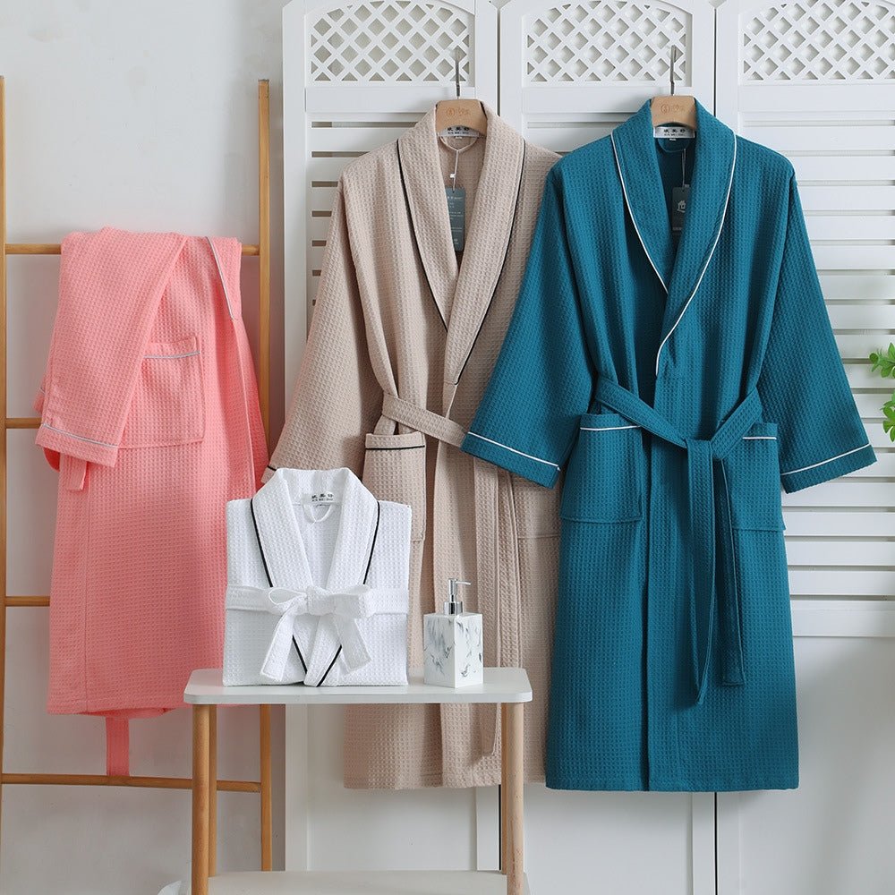 Vionara - Peignoir en coton gaufré, doux et absorbant pour salle de bain