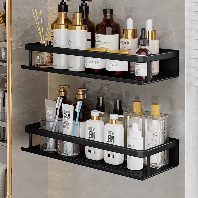Vionara - Étagère de douche murale en aluminium noir mat | Vionara