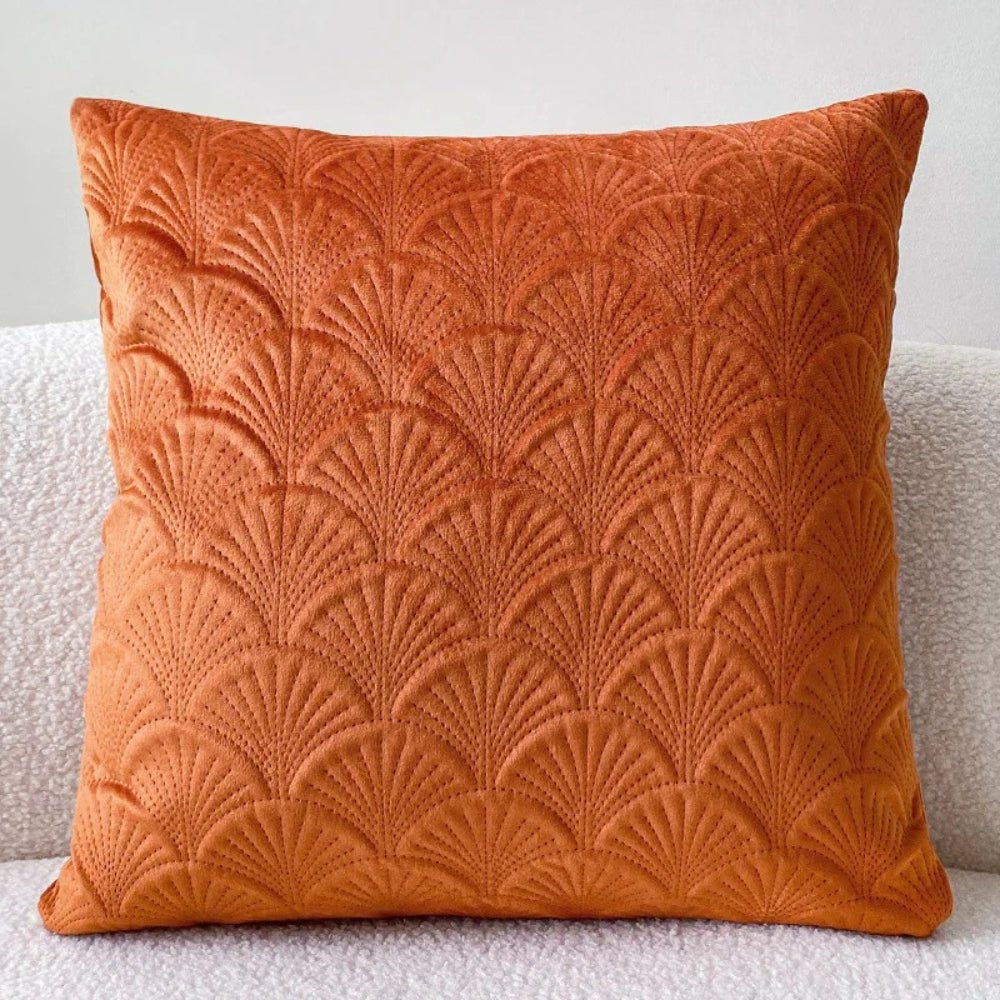 Vionara - Housse de coussin en velours côtier à motif coquillage texturé