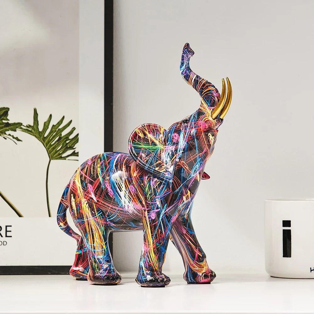 Vionara - Statuette d’éléphant en résine peinte style graffiti | Vionara