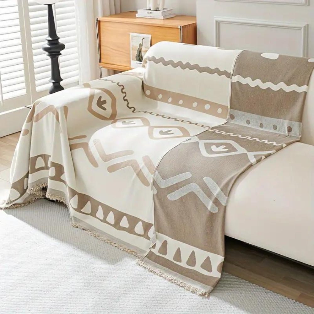 Vionara - Housse de canapé réversible en chenille – Motif bohème texturé | Vionara
