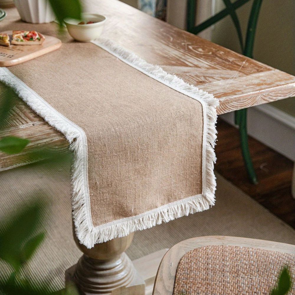 Vionara - Chemin de table en jute naturel tissé | Vionara
