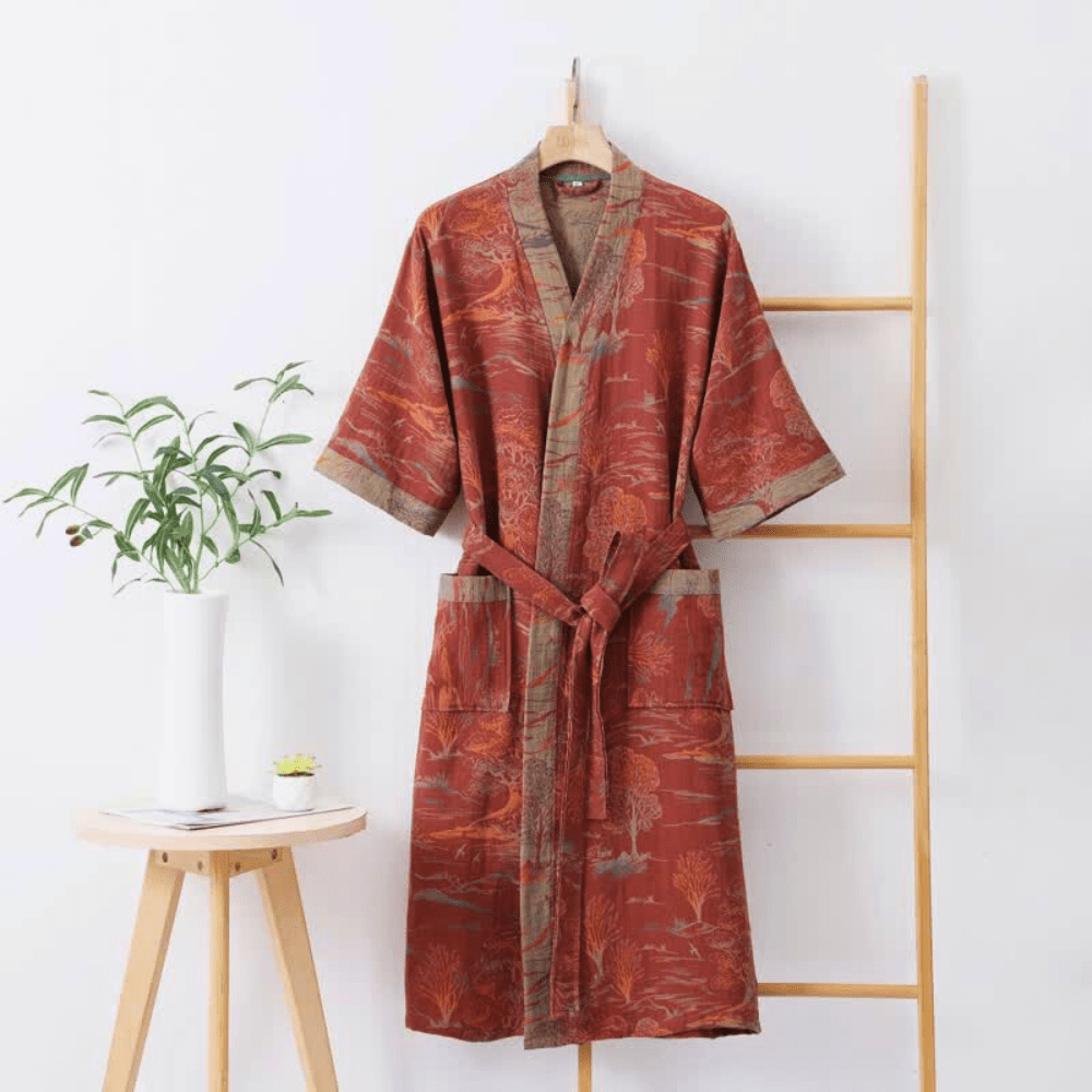 Vionara - Peignoir kimono en coton léger à double gaze | Vionara