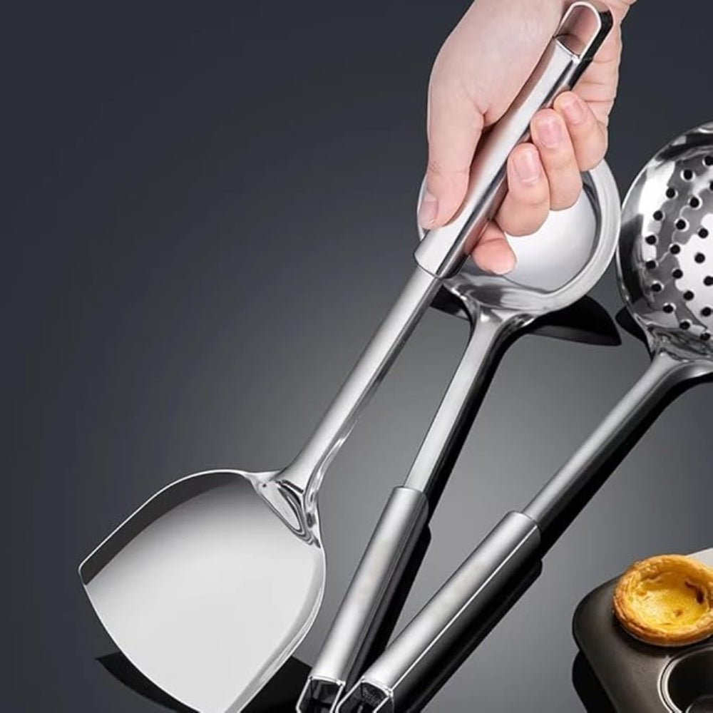 Vionara - Set d’ustensiles de cuisine en acier inoxydable, finition brossée