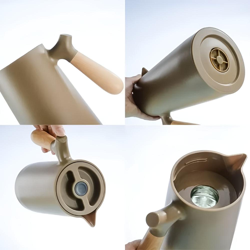 Vionara - Carafe isotherme en acier avec poignée en bois naturel | Vionara