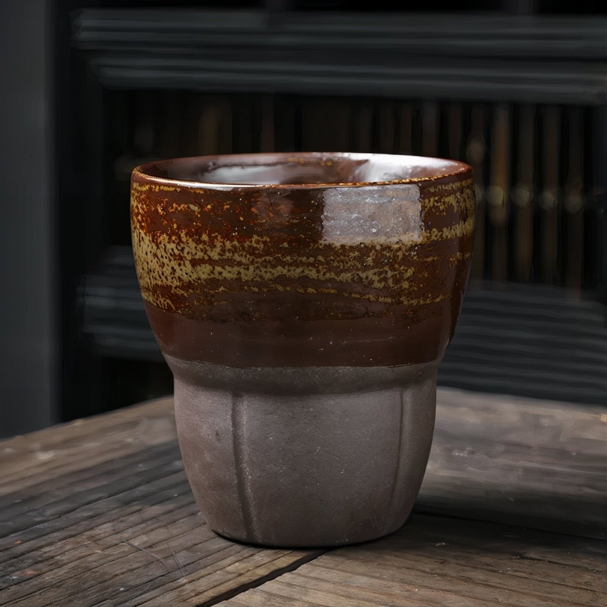 Vionara - Tasses à café obliques en céramique avec poignée en bois | Vionara
