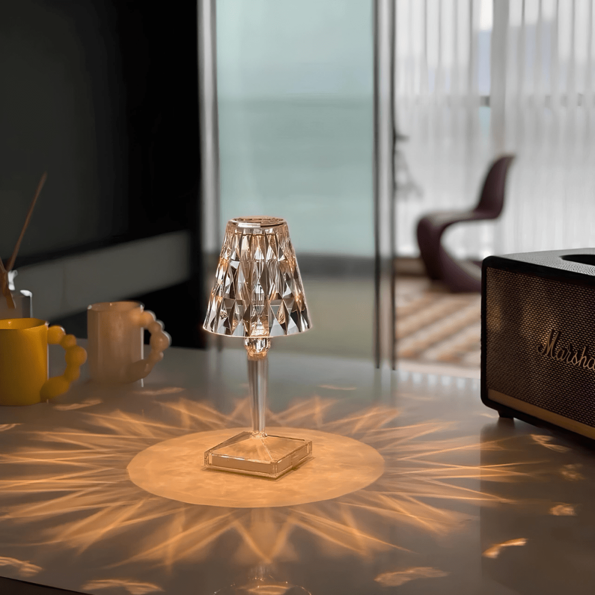 Vionara - Lampe de table en cristal acrylique texturé | Vionara