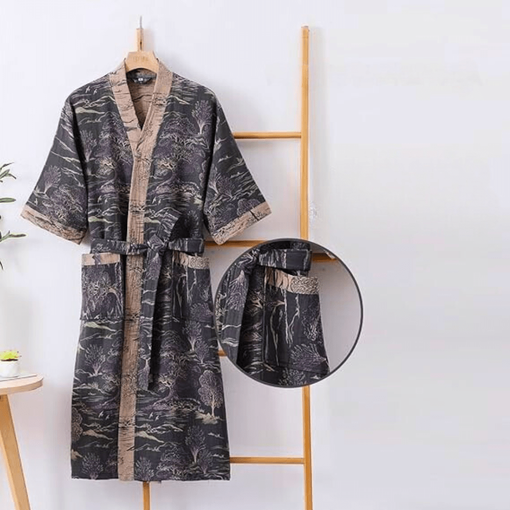 Vionara - Peignoir kimono en coton léger à double gaze | Vionara