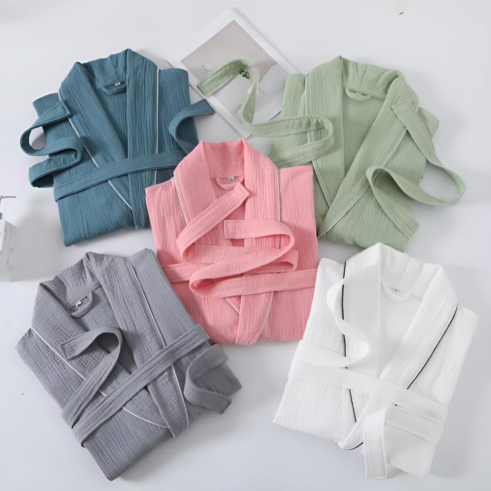 Vionara - Peignoir de bain en coton léger à manches courtes | Vionara