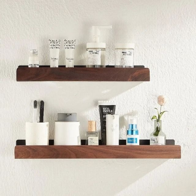 Vionara - Étagère murale de salle de bain en bois massif | Vionara