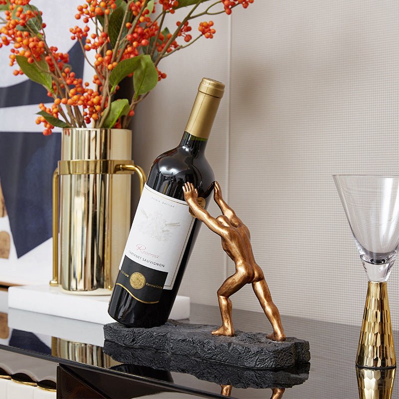 Vionara - Porte-bouteille décoratif en résine sculptée noir mat | Vionara