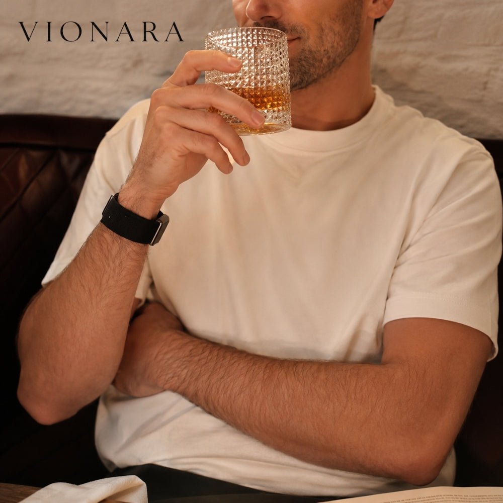 Vionara - Verre à whisky texturé rotatif en verre soufflé | Vionara