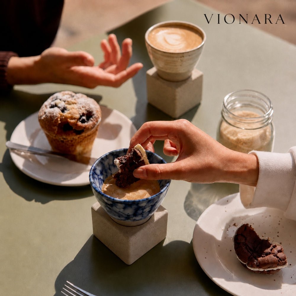 Vionara - Tasse en céramique japonaise faite main, forme conique | Vionara