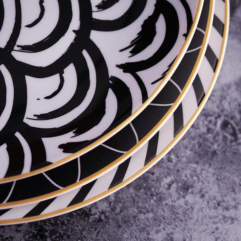 Vionara - Assiette en céramique ronde à motifs abstraits | Vionara