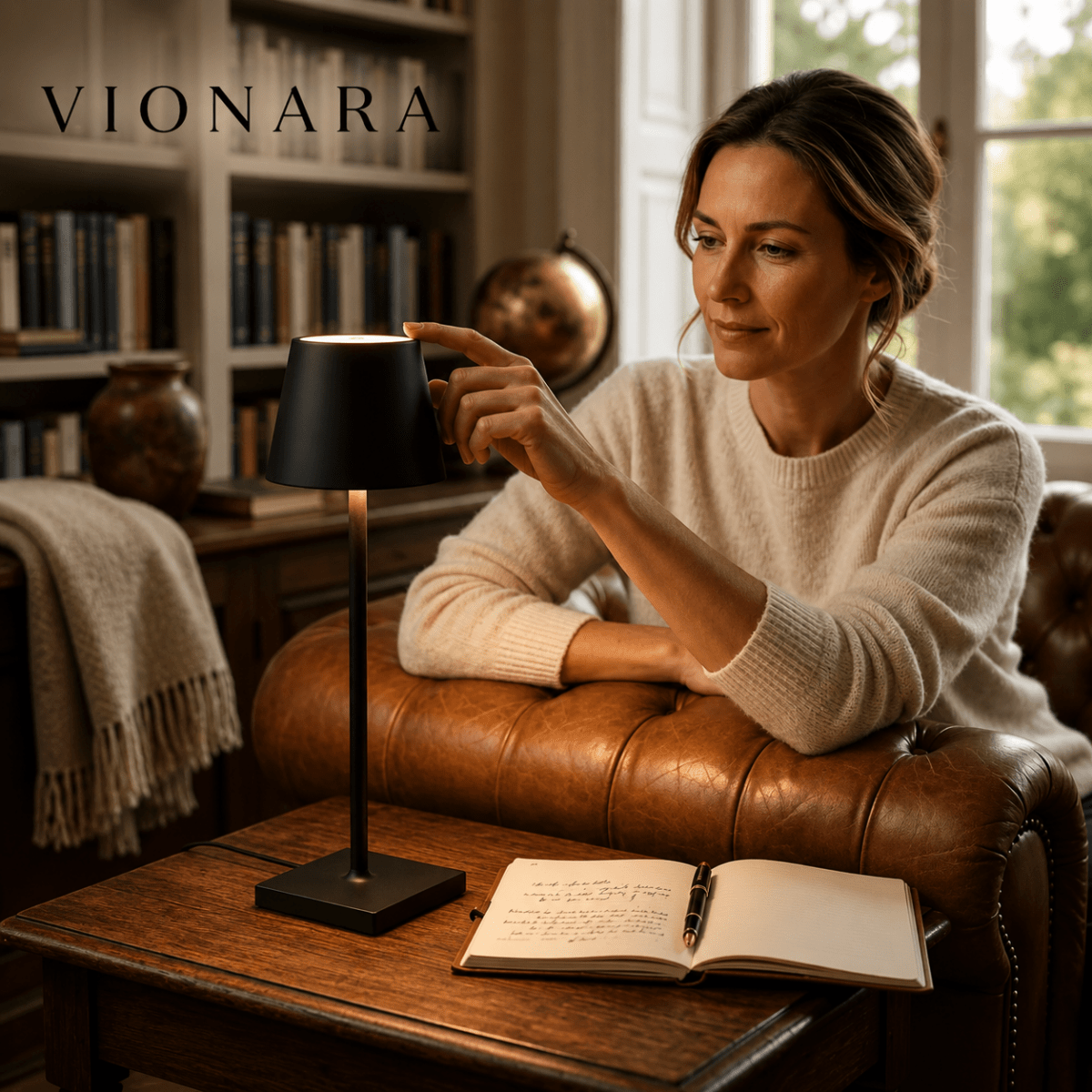 Vionara - Lampe de table rechargeable en aluminium minimaliste | Vionara