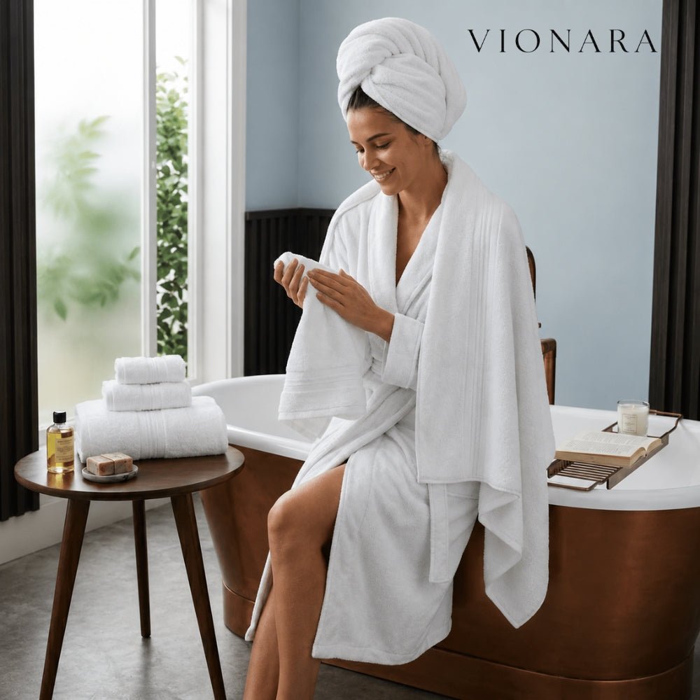 Vionara - Serviette de bain en coton égyptien – Lot doux et absorbant | Vionara