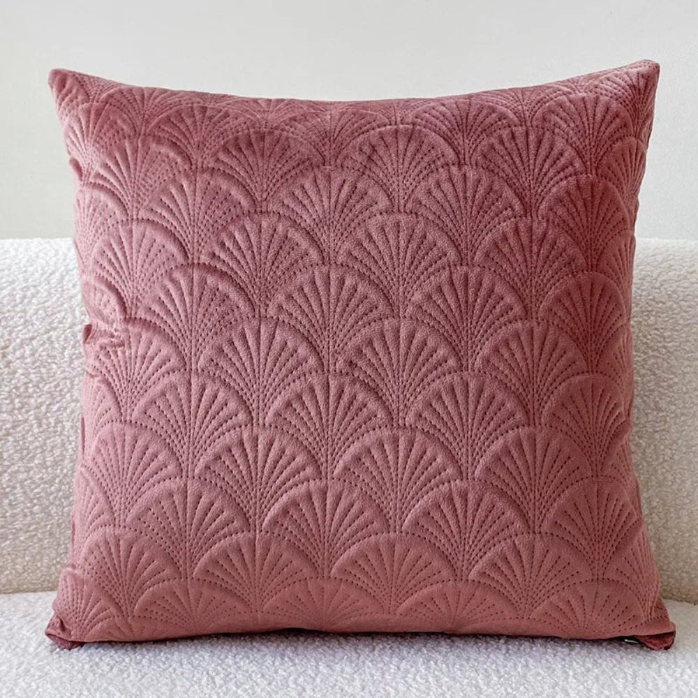 Vionara - Housse de coussin en velours côtier à motif coquillage texturé
