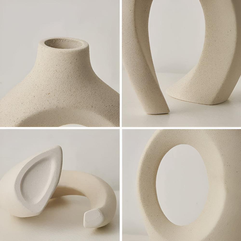 Vionara - Duo de vases en céramique mate, formes abstraites entrelacées