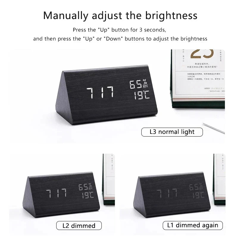 Vionara - Réveil décoratif en bois avec affichage LED intégré | Vionara