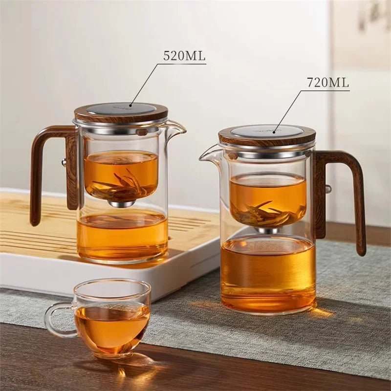 Vionara - Théière en verre borosilicaté – Infuseur acier et poignée bois | Vionara