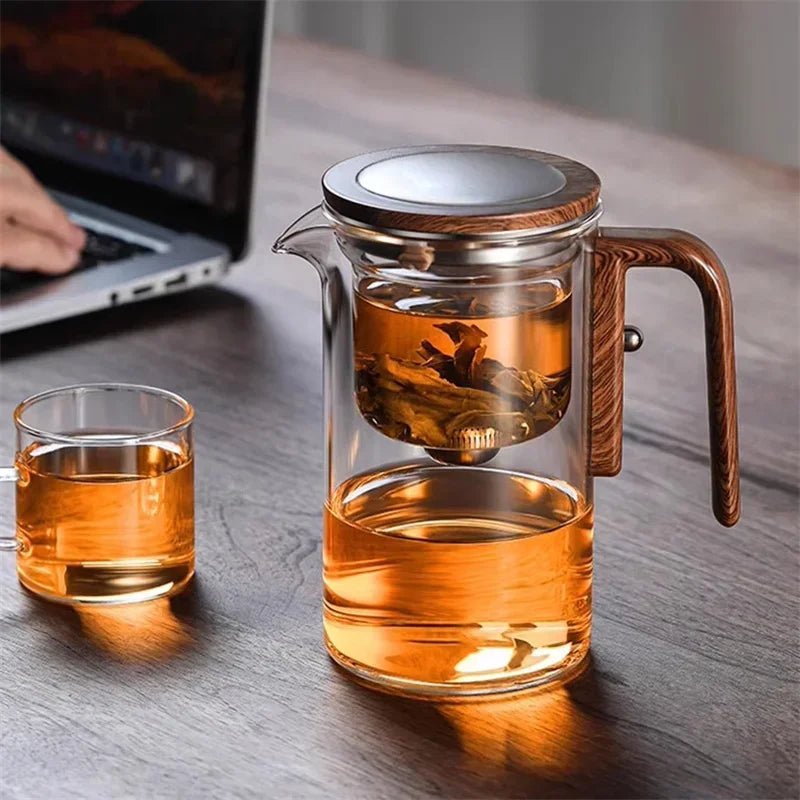 Vionara - Théière en verre borosilicaté – Infuseur acier et poignée bois | Vionara